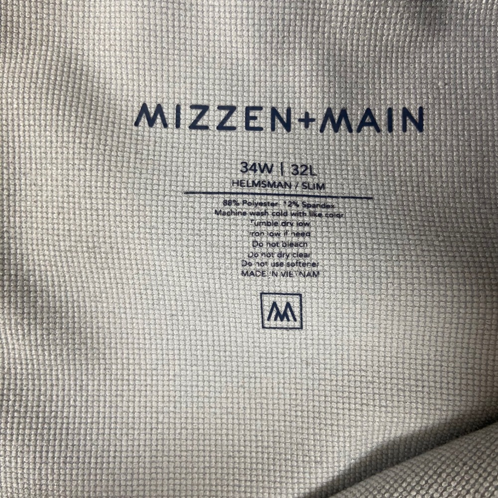 Mizzen+Main Helmsman Golf Pants Mens 34 x31 Slim Fit Light Gray Performance Flaw - Picture 3 of 9